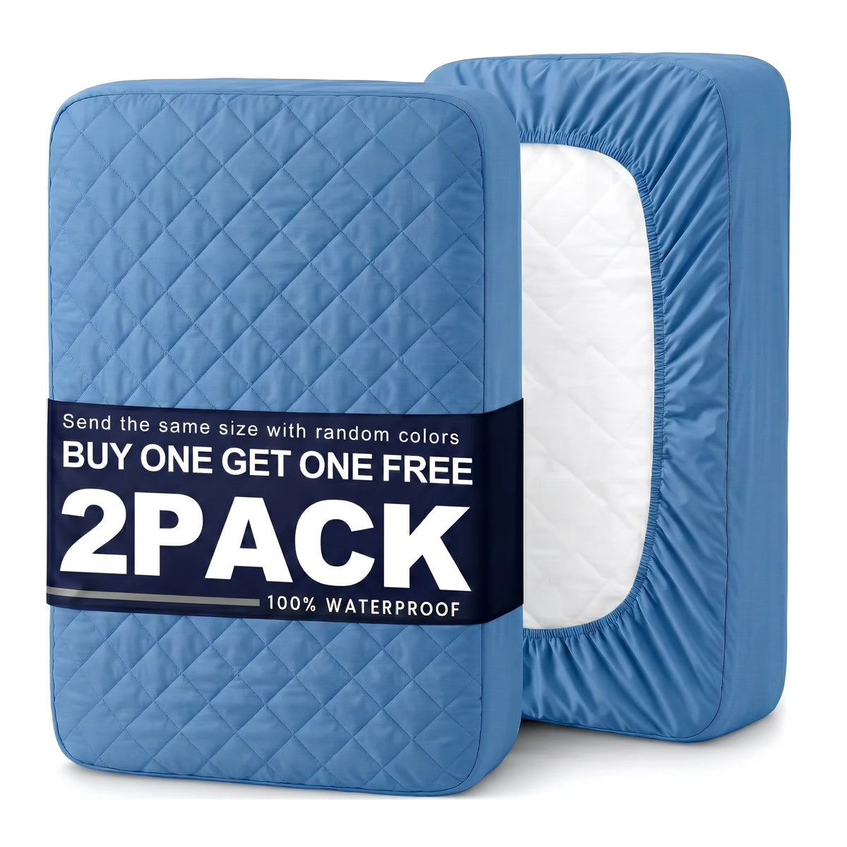 2Pcs,Buy One Selected Color Get One Random Free Quilted Waterproof Mattress Cover, Comfortable Stain & Wrinkle Resistant