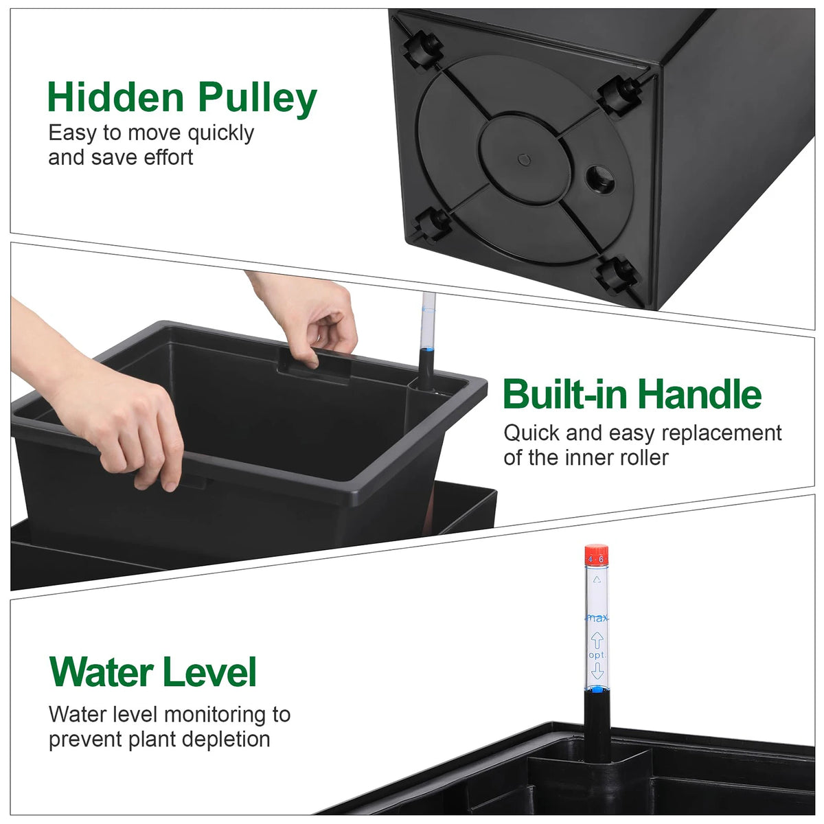 HiMISS Self Watering Tall Planters With Drainage And Water Monitor
