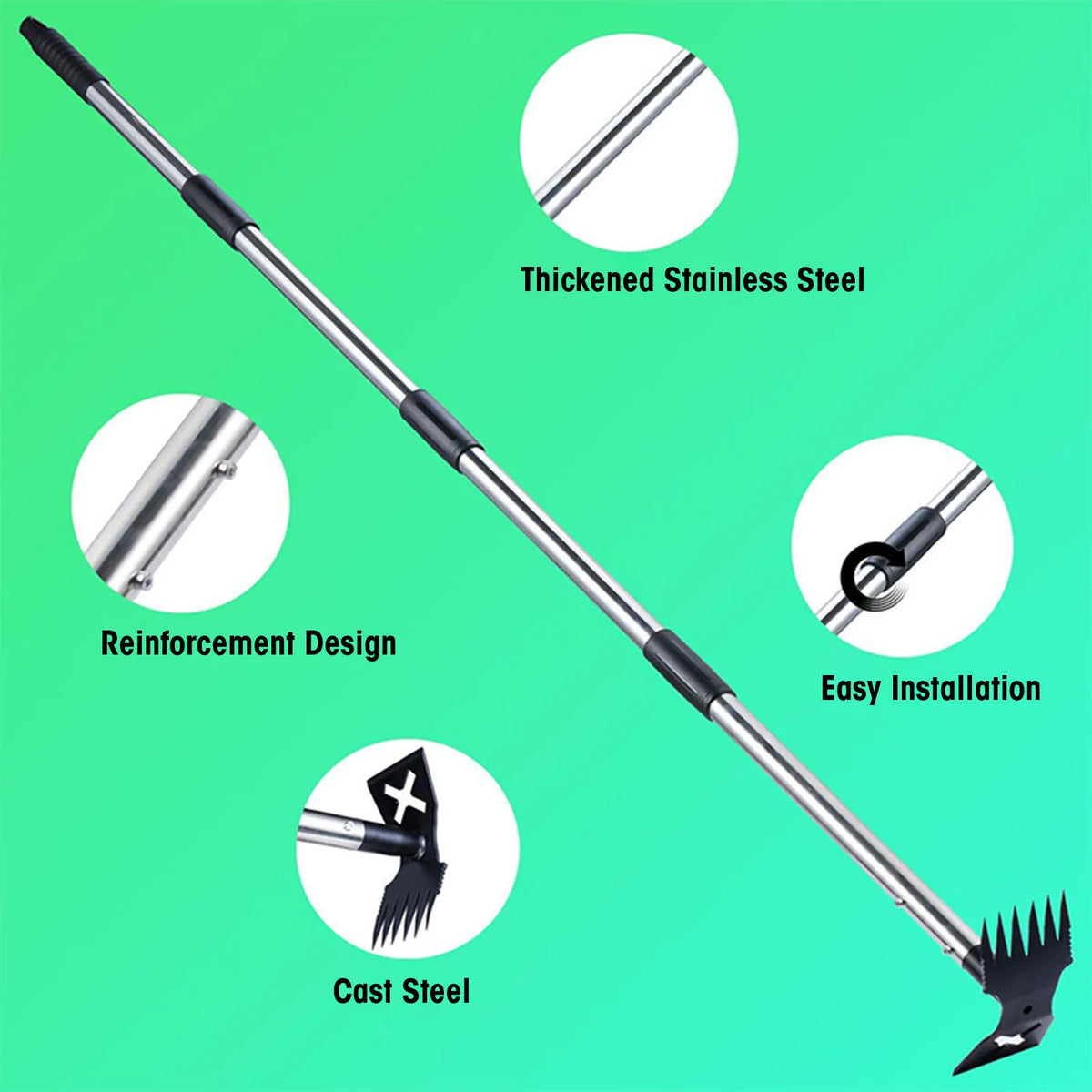 Manual 2 In 1 Long Handle Garden Weed Pulling Rake