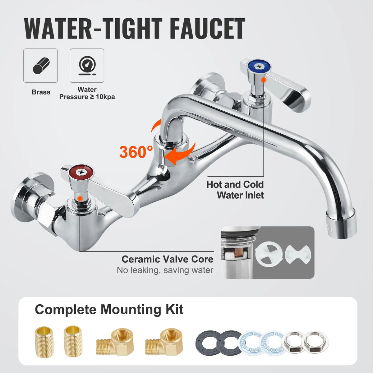 Stainless Steel Commercial Sink Single Bowl with Faucet Kitchen Utility