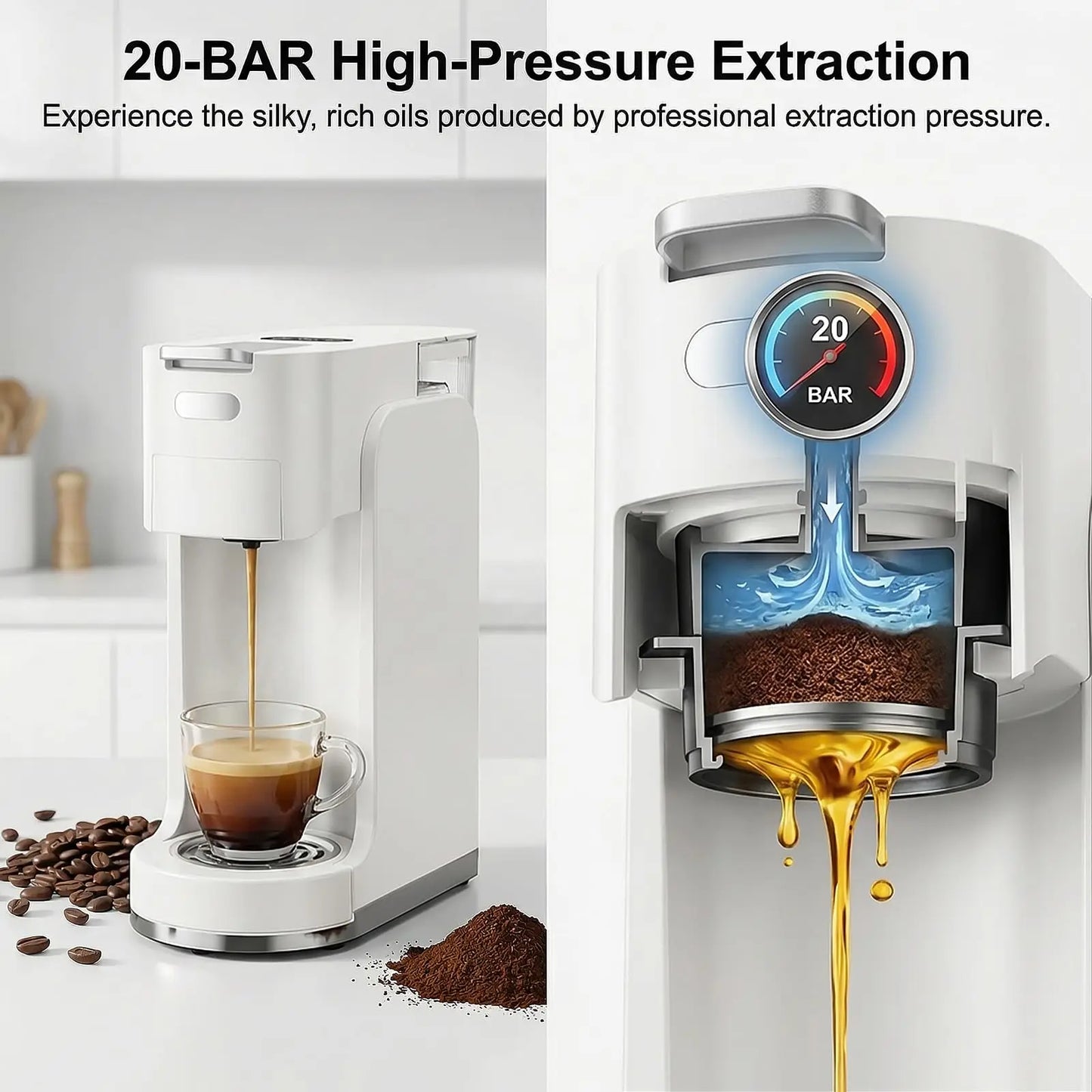 4 In 1 Customizable Brew Single Serve Espresso Coffee Maker
