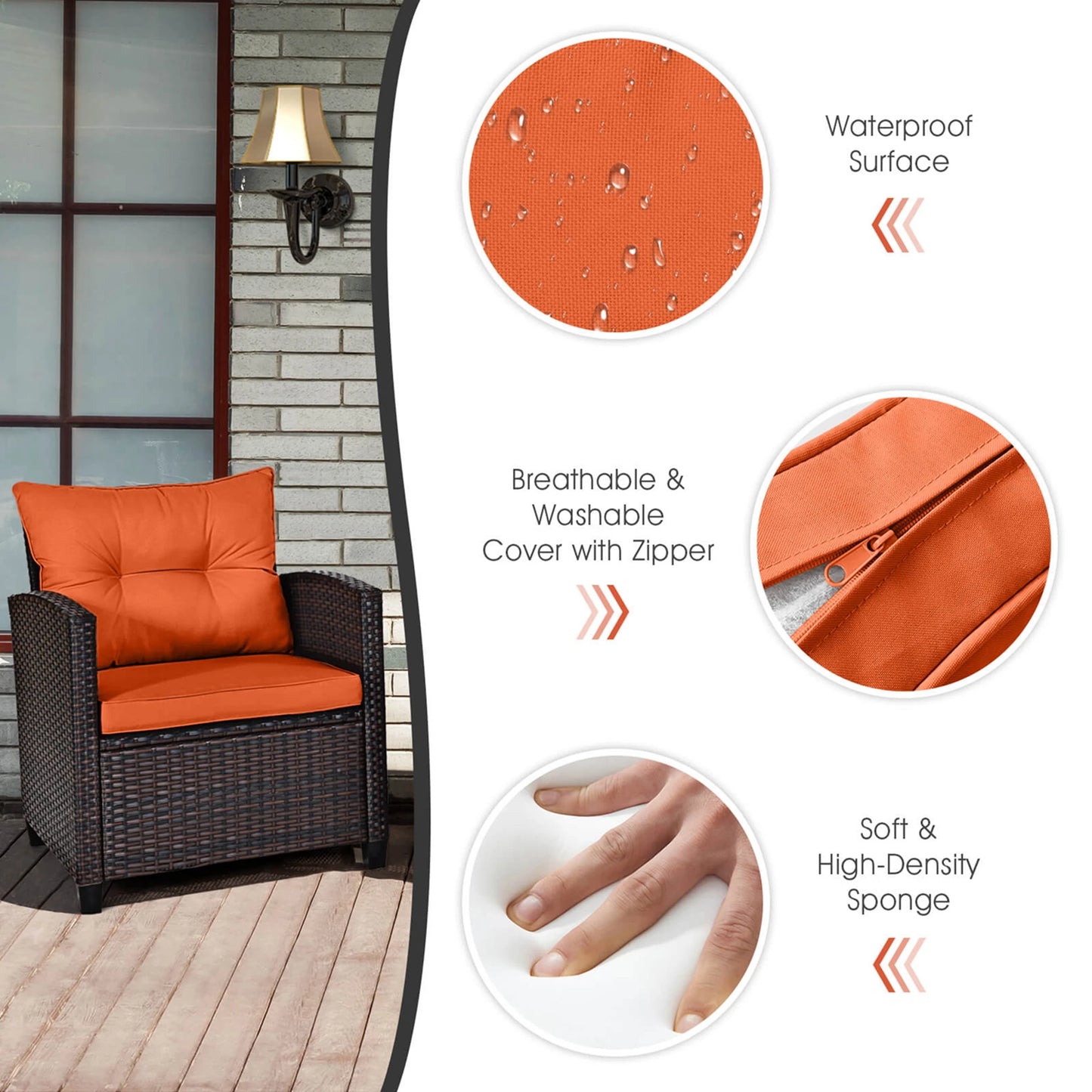 HOMASIS Outdoor Patio Rattan Cushioned Conversation Set