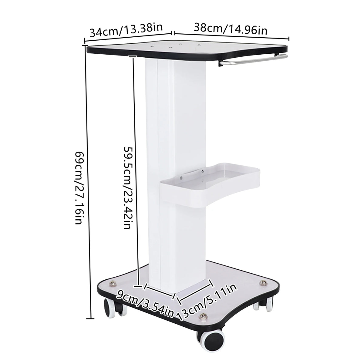 Portable Beauty Barber Trolley With Storage And Brake Wheels