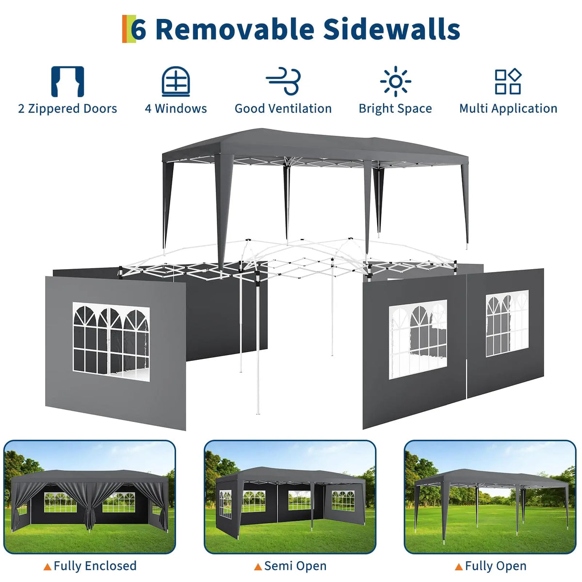 HiMISS Pop Up Canopy Tent With Removable Sidewalls Heavy Duty Waterproof