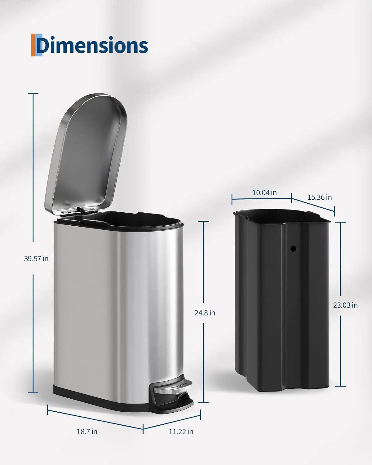 Garvee Stainless Steel Trash Can Featuring A Slow Closing Lid