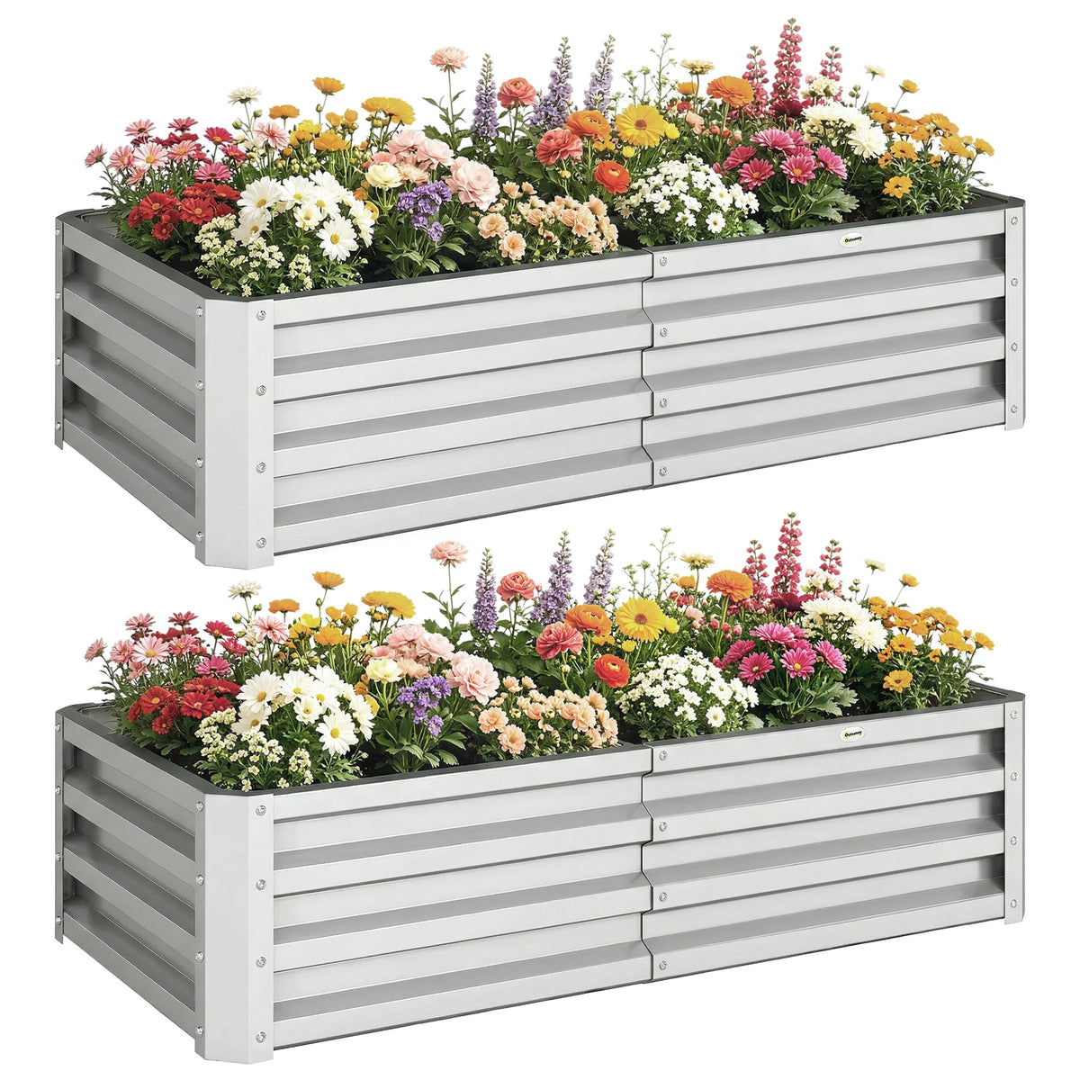 Outsunny Galvanized Steel Raised Garden Bed Vegetable Planter