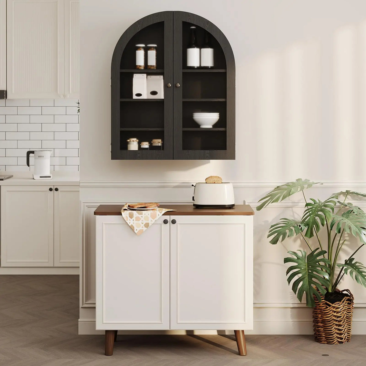 Arched Stainless Steel Wall Cabinet With Doors And Adjustable Shelf