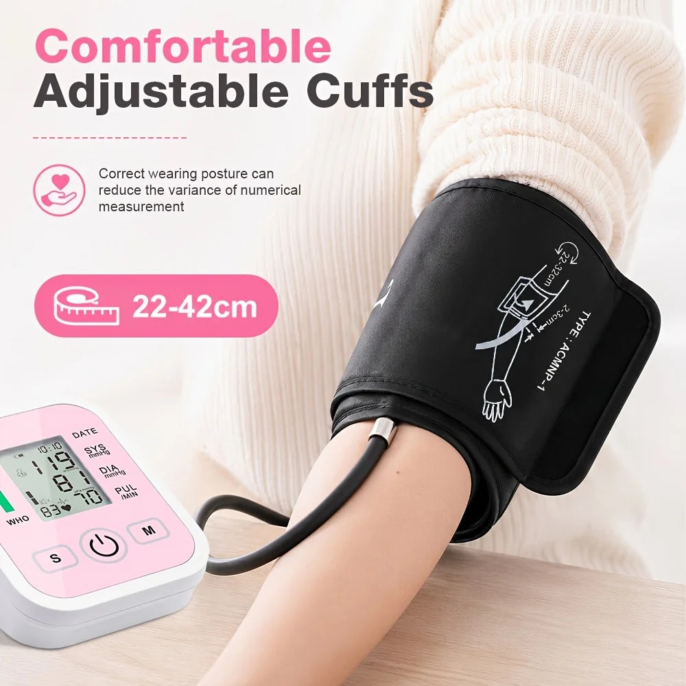 Automatic Digital Blood Pressure Monitor With Heart Rate Pulse and Large Lcd Display