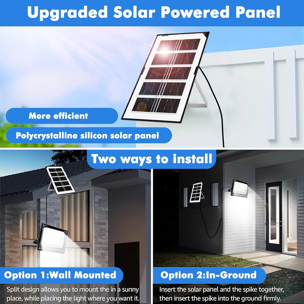 Solar Flood Light With Remote Control For Outdoor Gardens