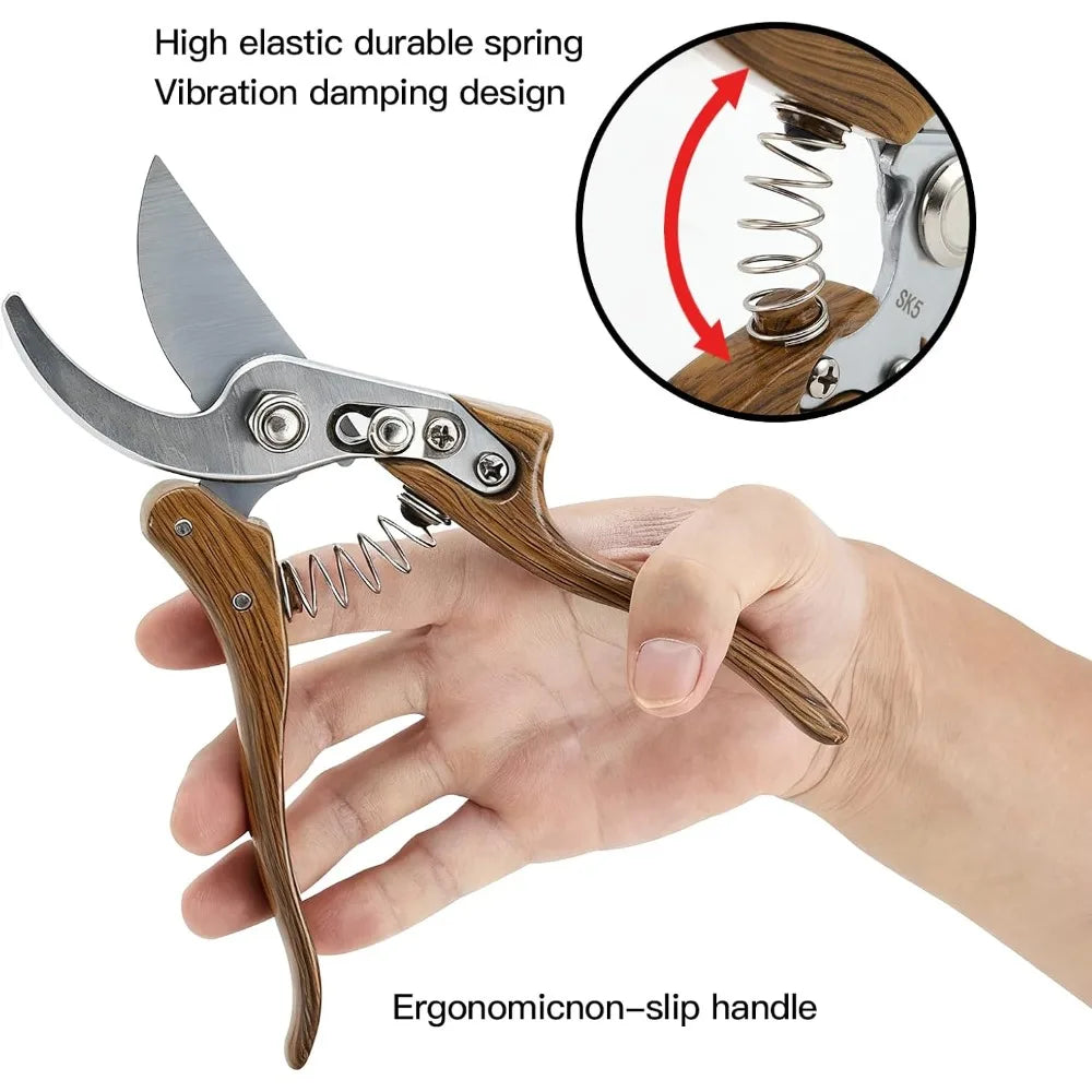 Heavy Duty Garden Pruning Shears With High Carbon Steel Blades
