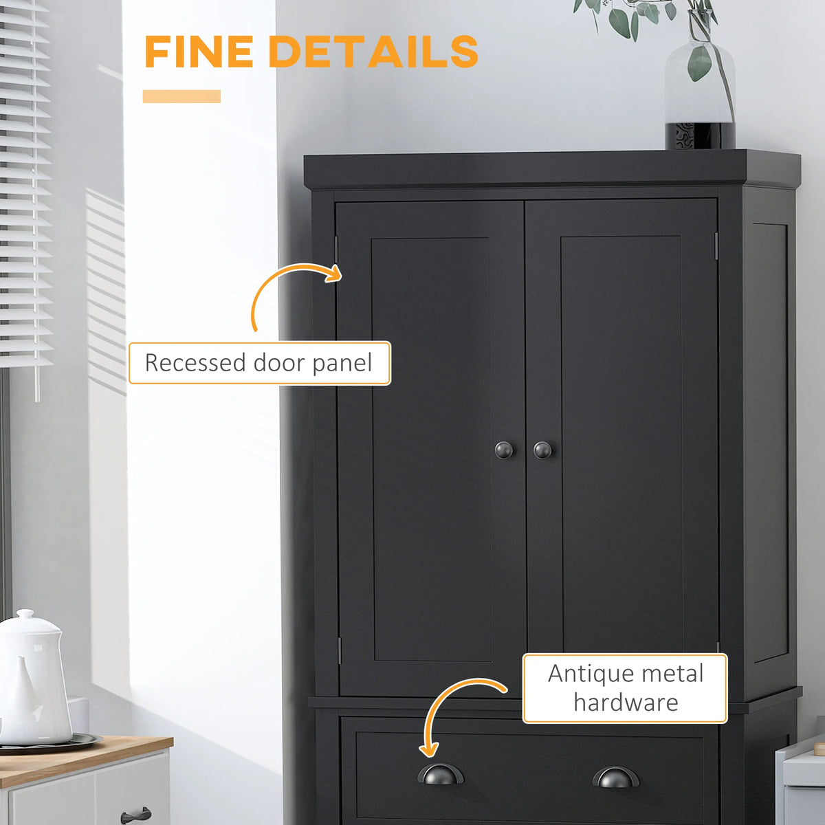Homcom Traditional Kitchen Pantry Cabinet With 4 Doors And Drawer