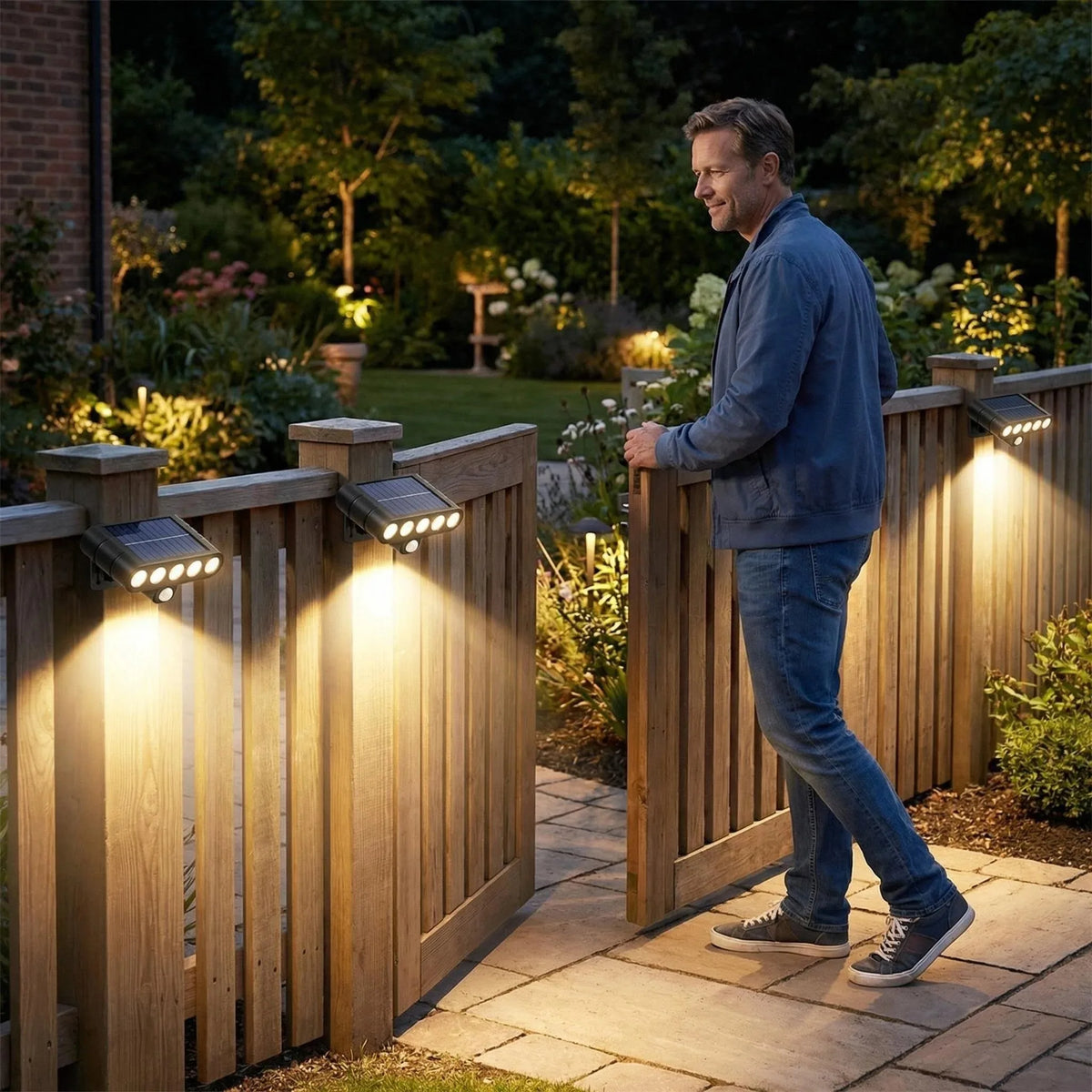 FAMCDC Solar Motion Sensor LED Wall Light Outdoor Security