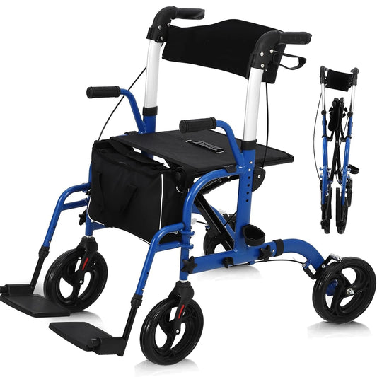Foldable Aluminum Rollator Walker With Seat And Backrest