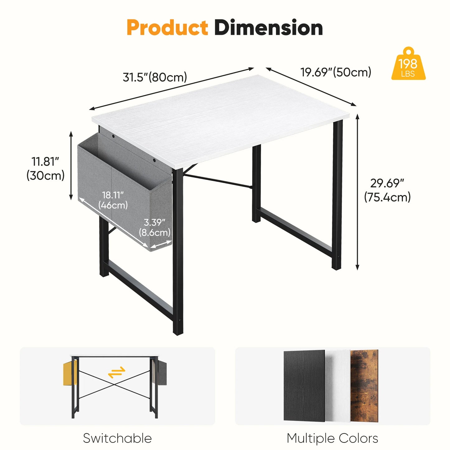 JHK Computer Office Desk With Storage And Metal Frame