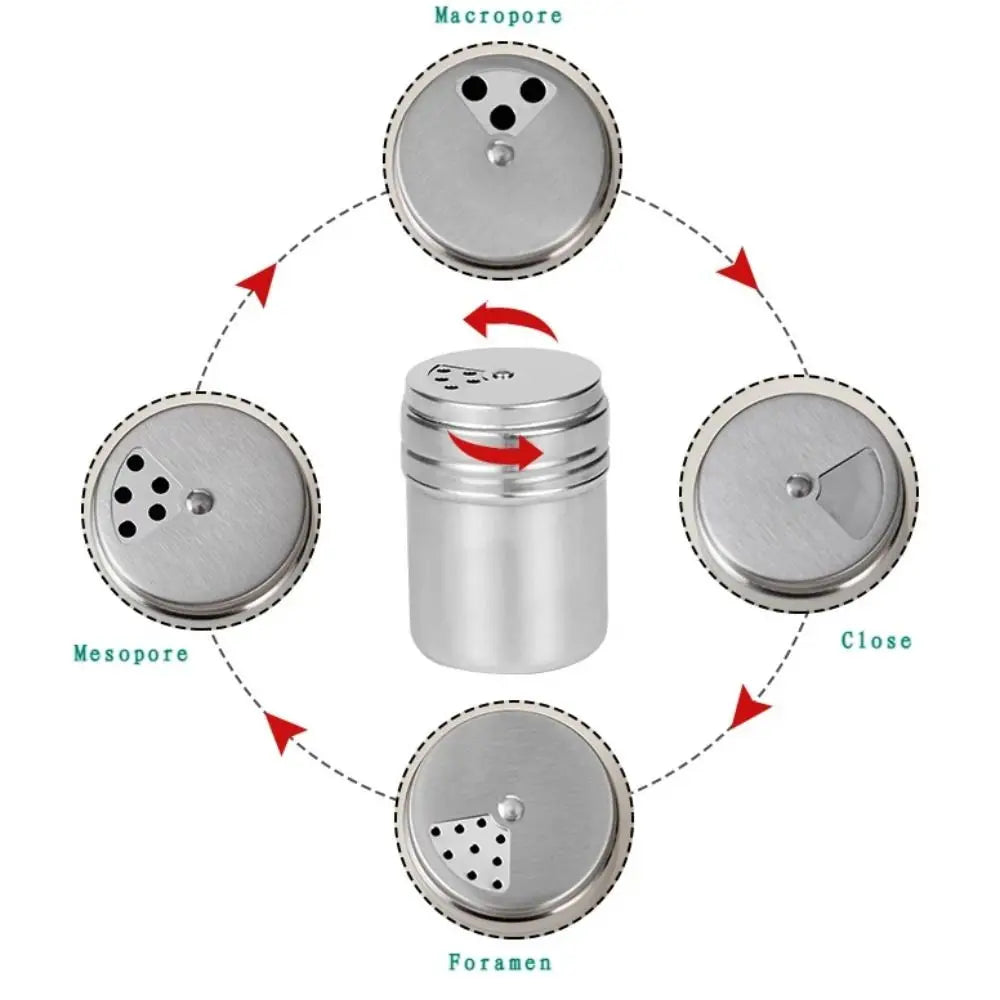 Stainless Steel Rotating Spice Seasoning Jar With Pepper Shaker