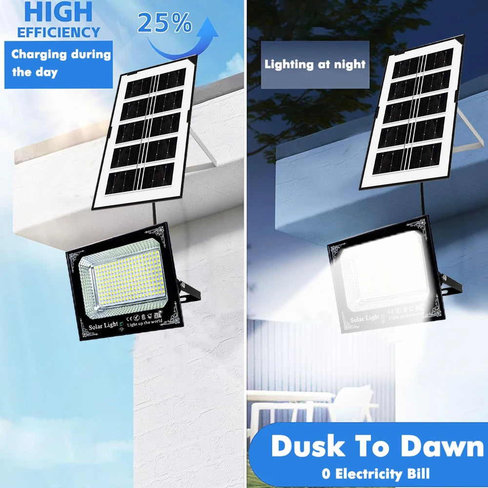 Solar Flood Light With Remote Control For Outdoor Gardens
